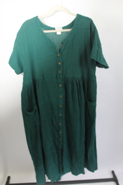 Women's Vintage Maxi Green Dress Laurel Rose Size Large
