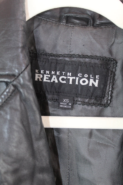 Women's Black Leather Kenneth Cole Reaction Jacket XS