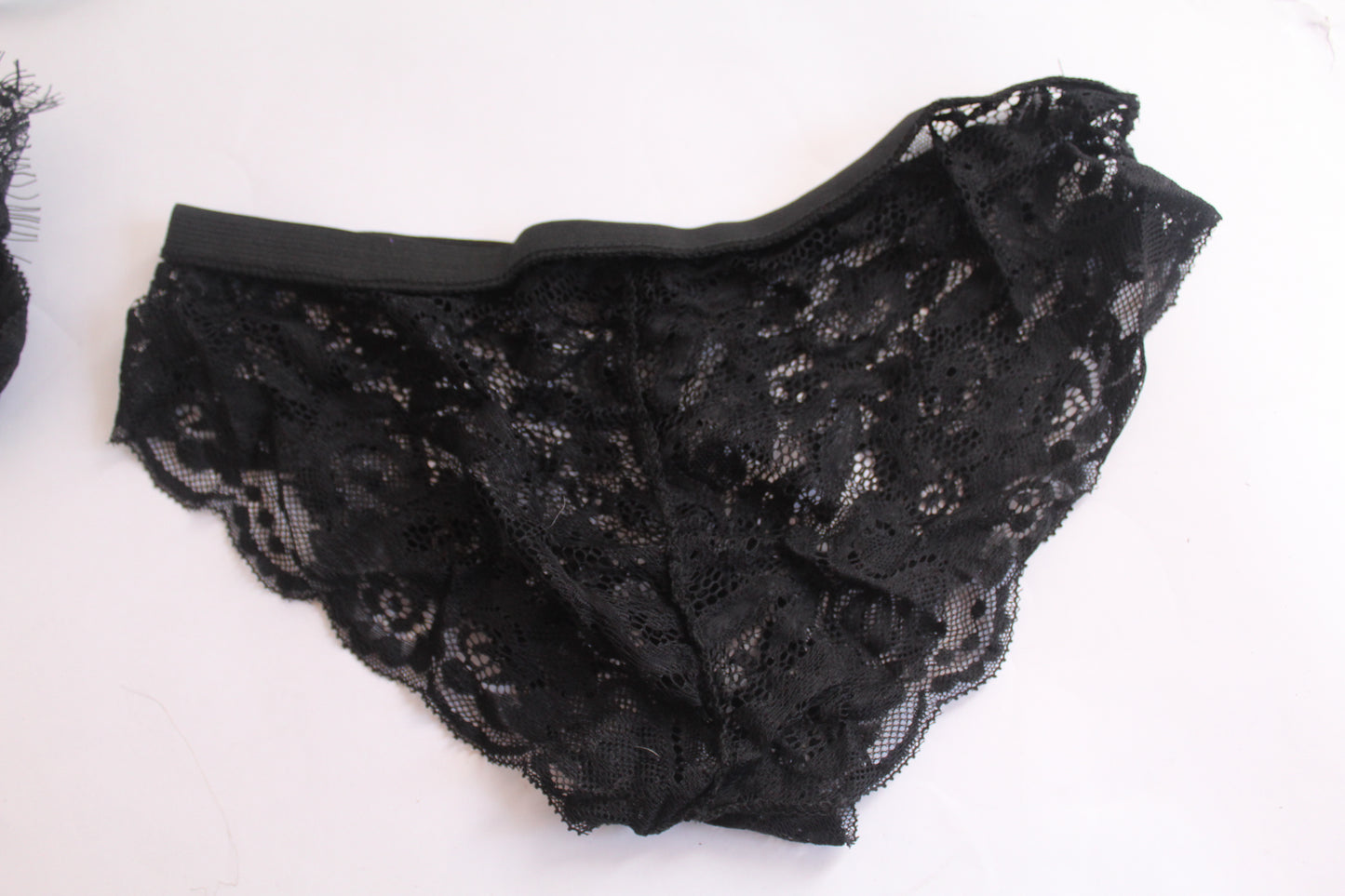 Black Lace Lingerie Block Top w/Underwear - Thrifted New in Bag - Sizes Vary