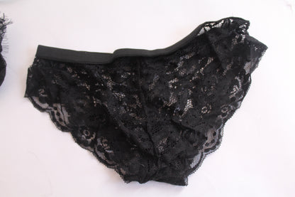 Black Lace Lingerie Block Top w/Underwear - Thrifted New in Bag - Sizes Vary