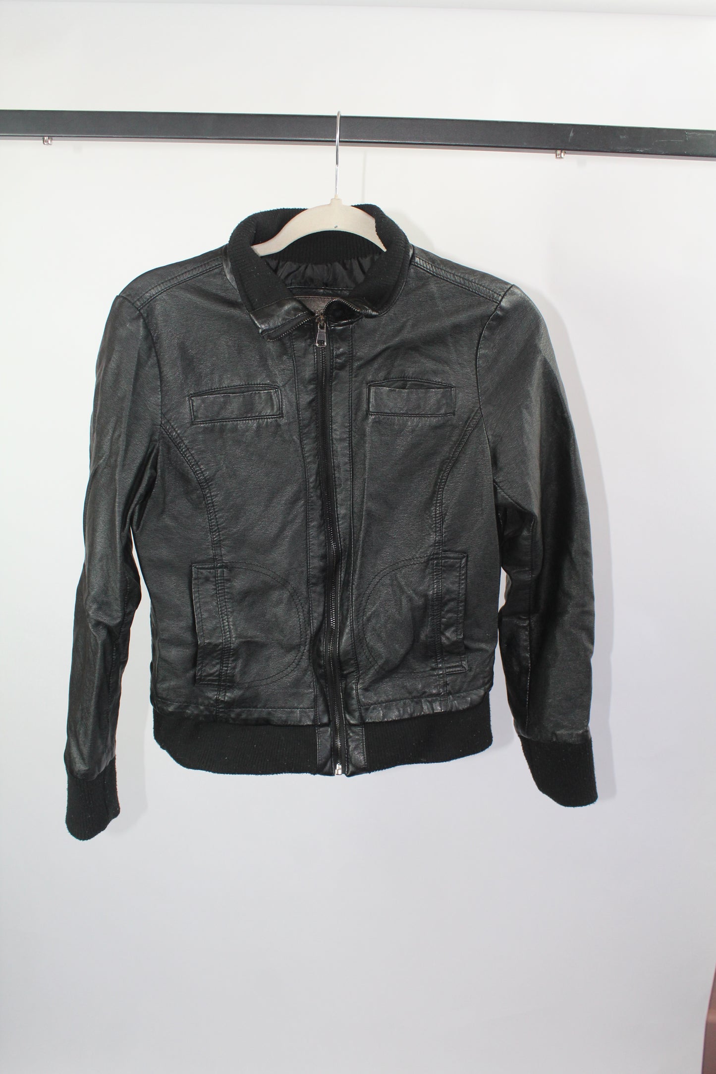 Cavalini Black Leather Jacket Cropped Jacket Size Small