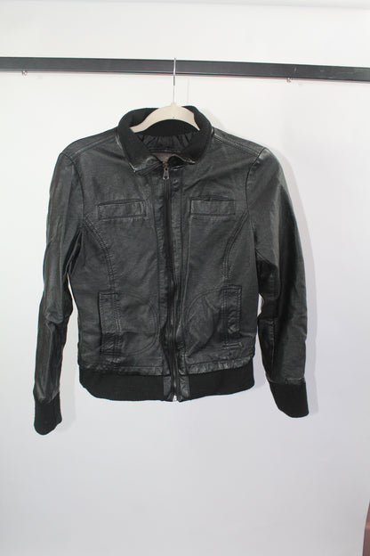 Cavalini Black Leather Jacket Cropped Jacket Size Small