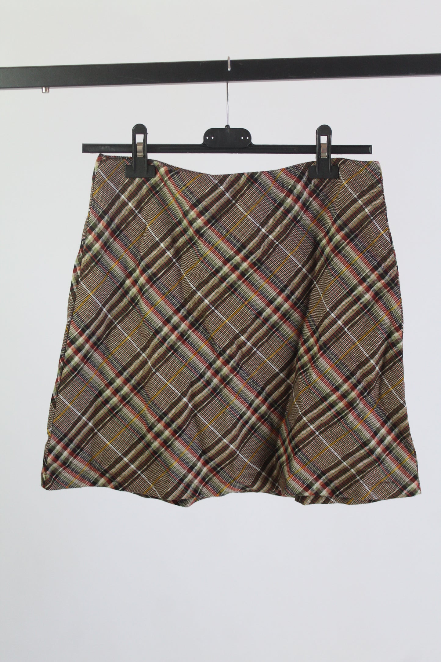 Princess Polly Plaid Brown Mini Skirt Women's Size 8