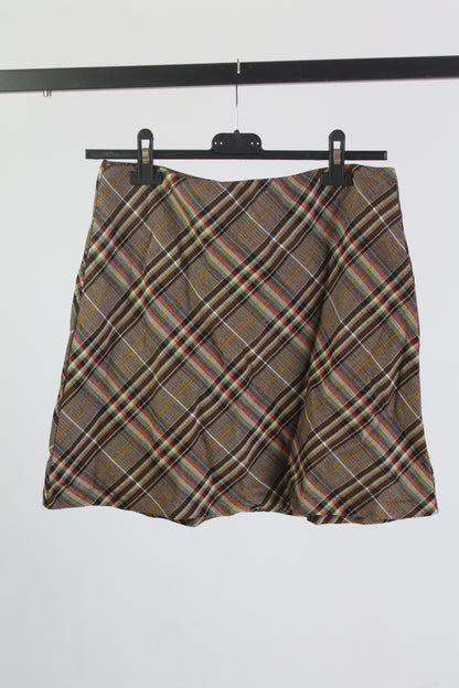 Princess Polly Plaid Brown Mini Skirt Women's Size 8
