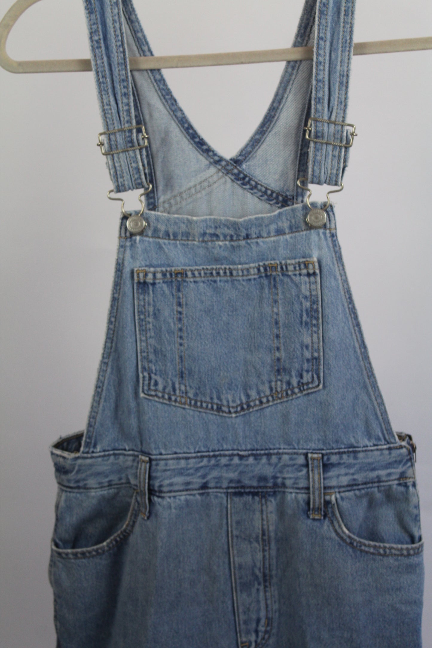 Women's Levi Denim Overalls Partially Distressed Size Medium