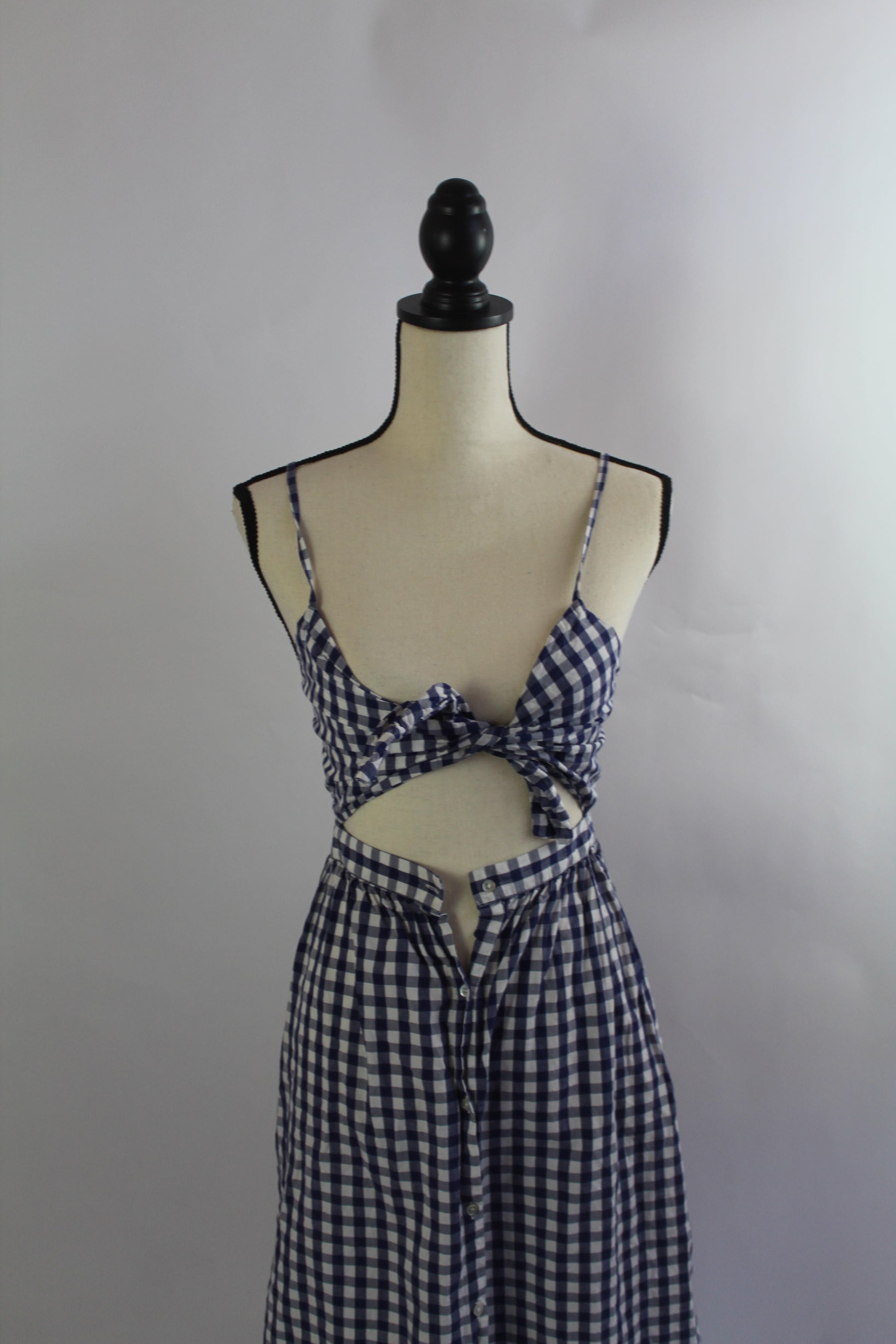 Zara Blue and White Plaid Mini Dress Size XS – Threndzs