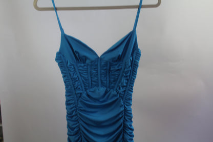 Zara Silk Blue Women's Mini Dress Size Small