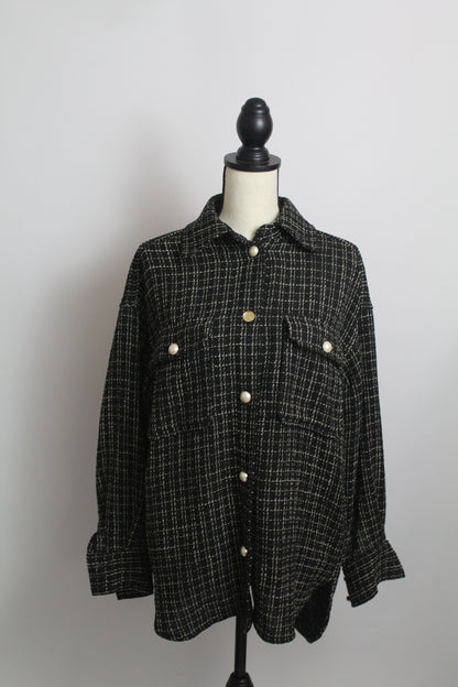 Women’s H&M Black & White Textured Knit Sweater – Size XS