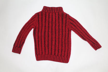 Boys’ Red & Black Knit Quarter-Zip Sweater by The Slop – Size 4T