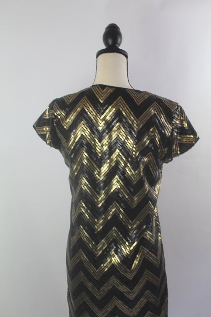 Black/Gold Women's Sequin Dress Size Small