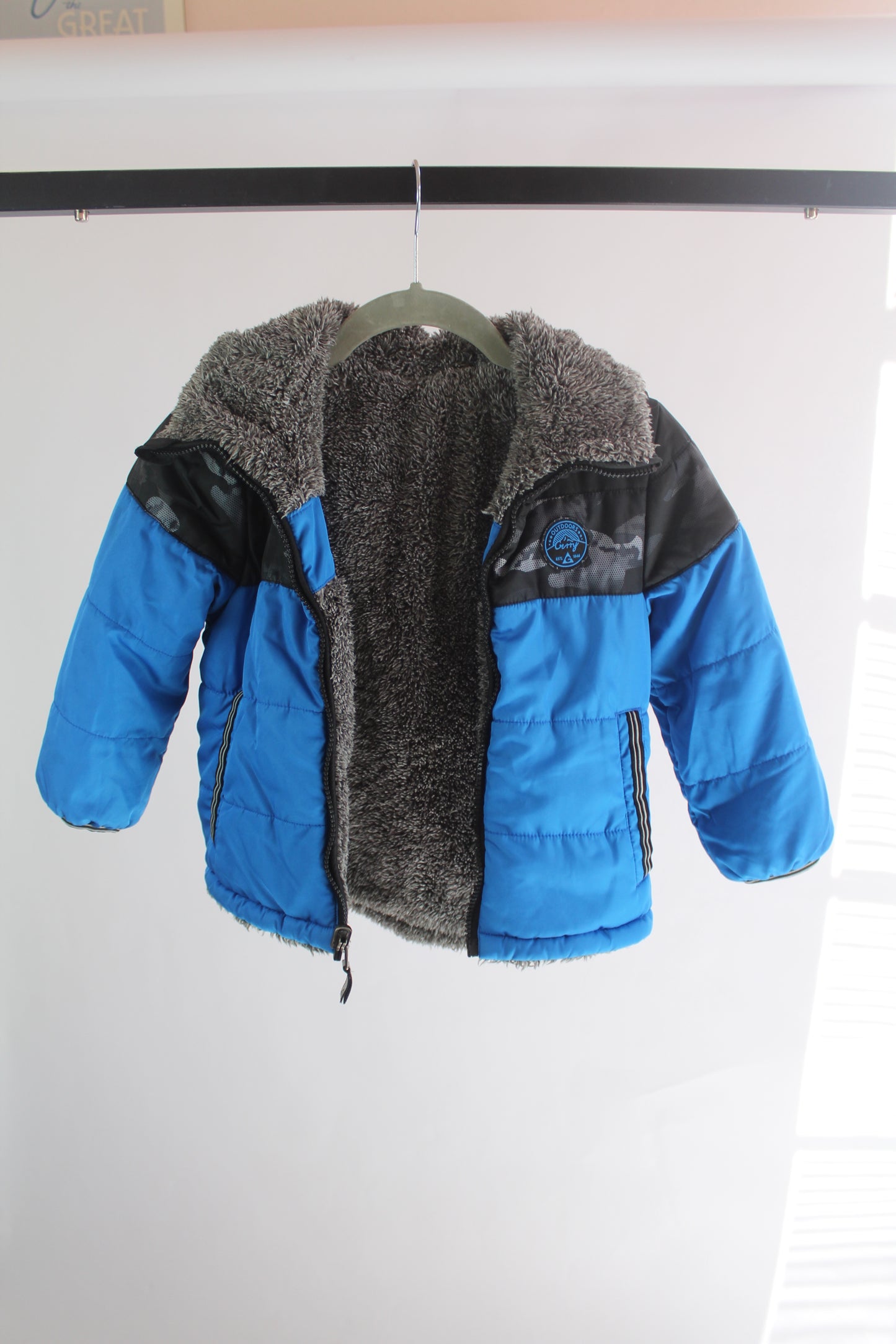 Boys Gerry Double Sided Blue/Grey Zip-Up Jacket Size 5