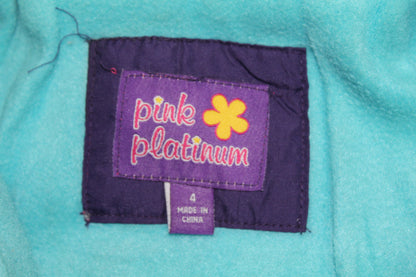 Girls Pink Platinum Turquoise Fleece Jacket – Size 4
