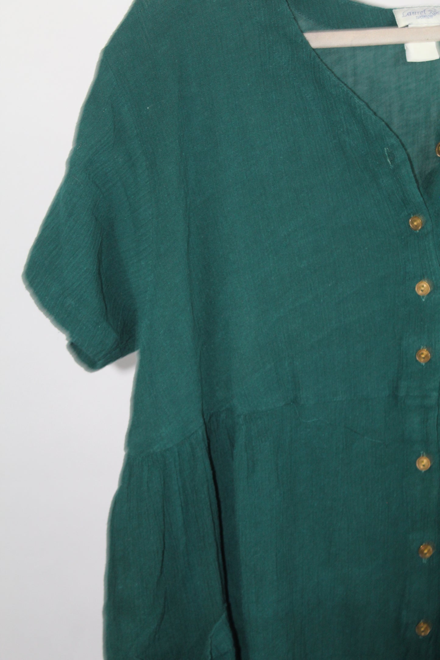 Women's Vintage Maxi Green Dress Laurel Rose Size Large