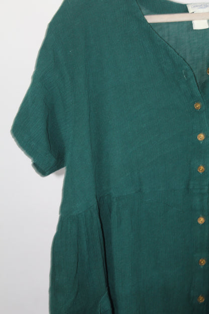 Women's Vintage Maxi Green Dress Laurel Rose Size Large