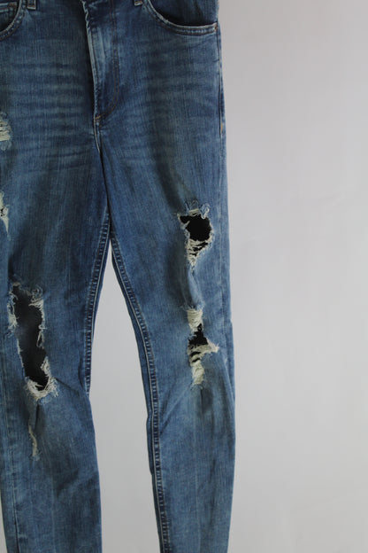 Express Women's Distressed Denim Dark Wash Skinny Jean Size 6R