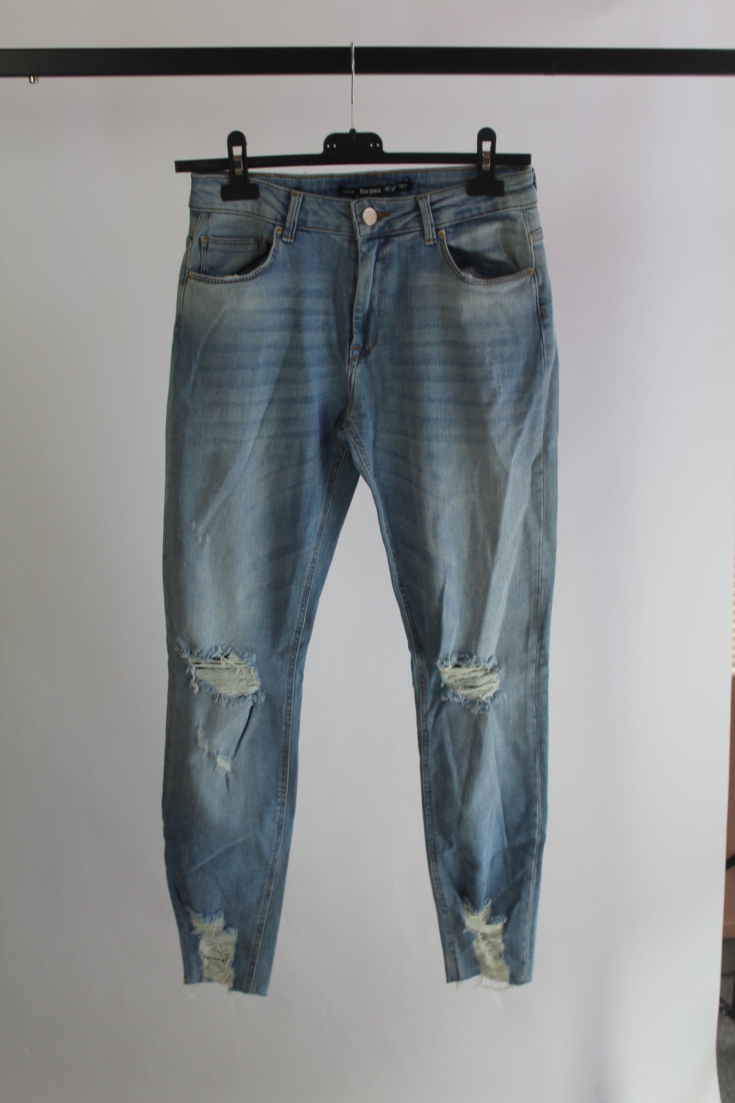 Bershka Distressed Light Wash Denim Women's Size 6