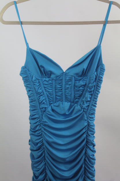 Zara Silk Blue Women's Mini Dress Size Small