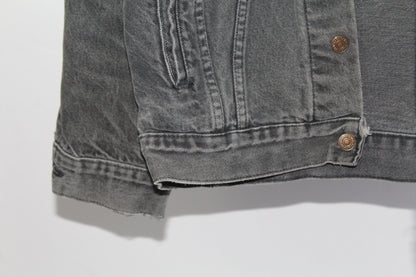 Women's Vintage Levi's Dark Grey Distressed Denim Jacket Size Medium