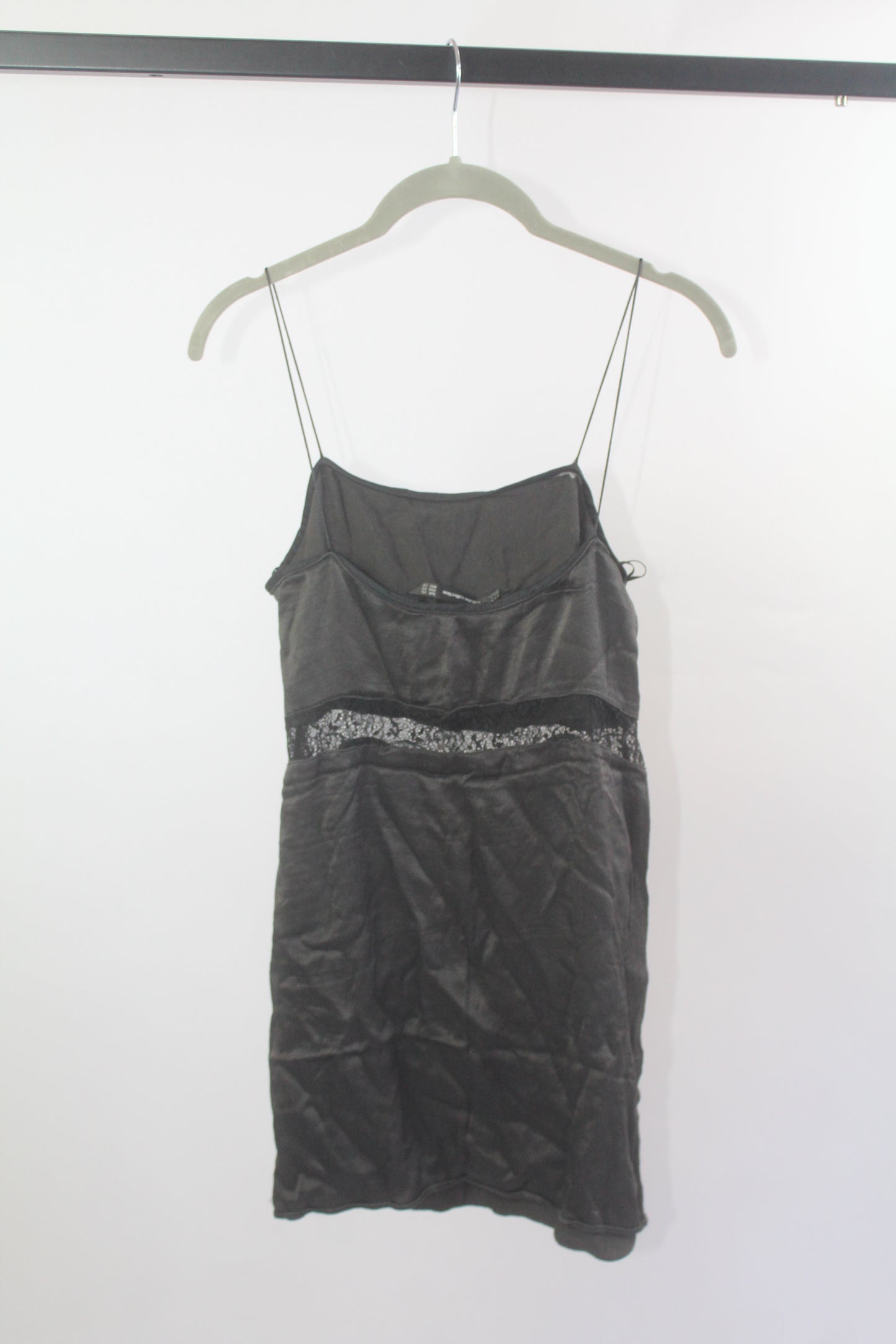 Zara Trafaluc Collection Black Satin Mini Dress Size XS