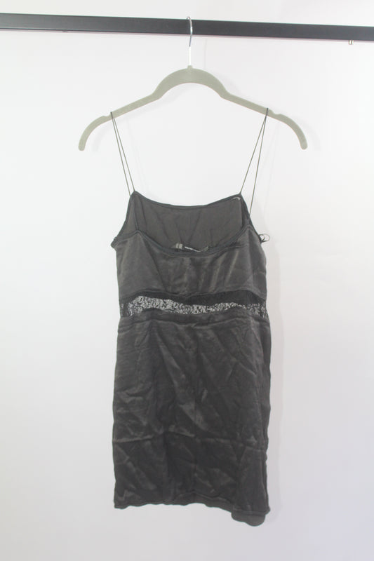 Zara Trafaluc Collection Black Satin Mini Dress Size XS