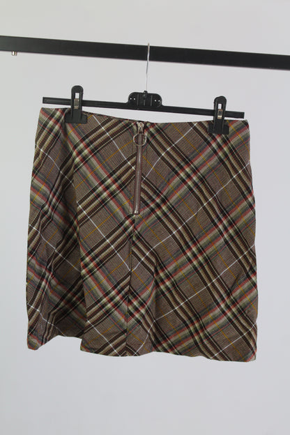 Princess Polly Plaid Brown Mini Skirt Women's Size 8