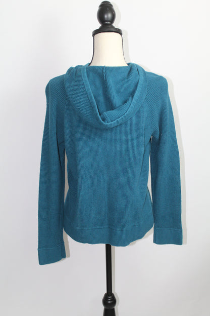 Women’s Michael Kors Teal Ribbed Knit Hoodie – Size Large