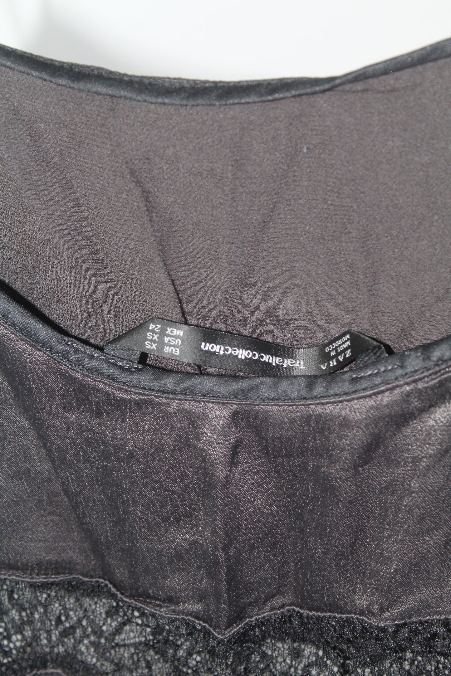 Zara Trafaluc Collection Black Satin Mini Dress Size XS