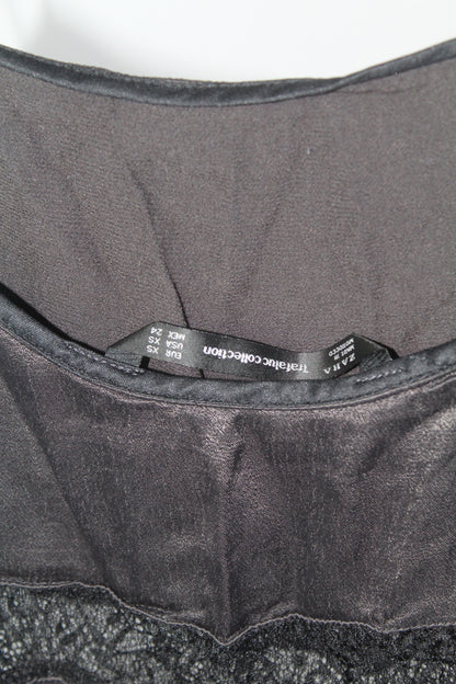 Zara Trafaluc Collection Black Satin Mini Dress Size XS