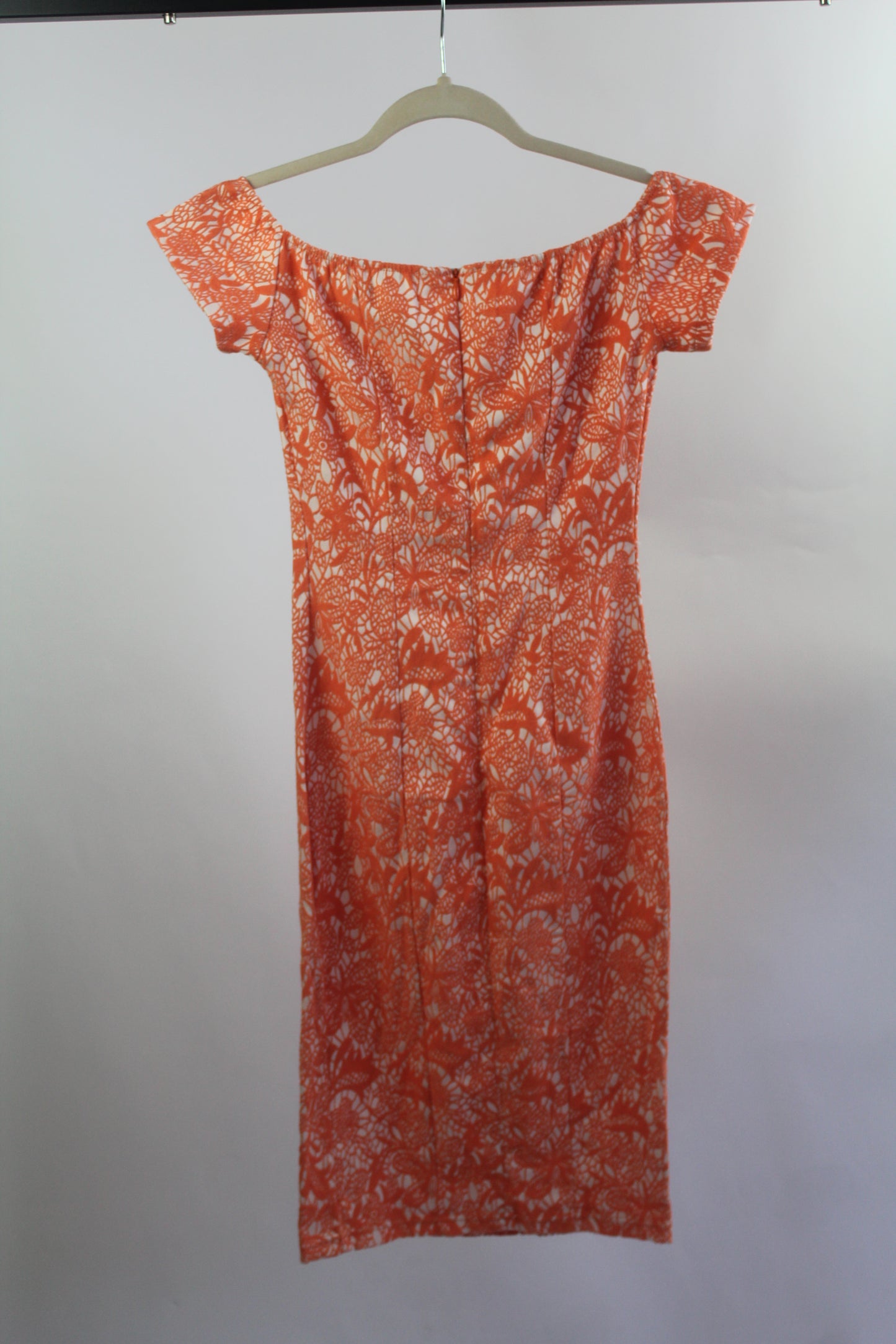 Orange Floral Missguided Women's Midi Dress Size Small