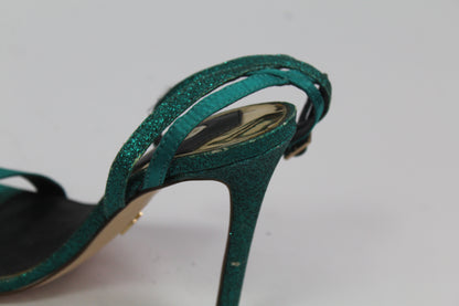 Women's Teal Strap Sparkly Heels Size UK 37 US 6.5/7
