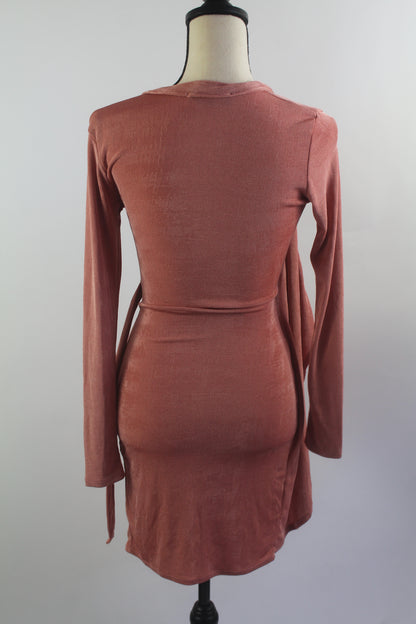 Women's Size Small Tie Dress Color Salmon Pink