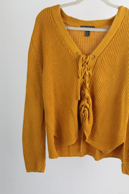 Women's Yellow Forever 21 Knit Sweater Size 1x