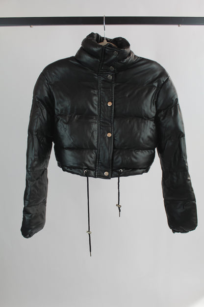 Women's Black Adika Cropped Puffer Jacket Size Small
