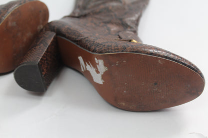 Women's Brown Pleather Snake Boots Size 6.5