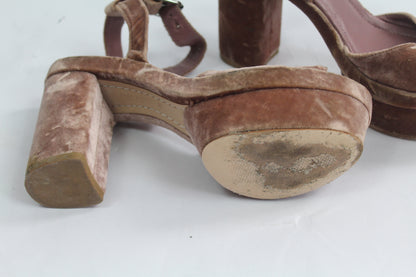 Women's Zara Velvet Chunk Heels Size ?
