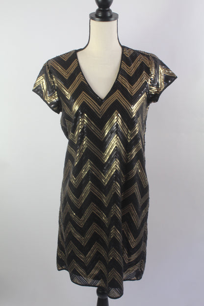 Black/Gold Women's Sequin Dress Size Small