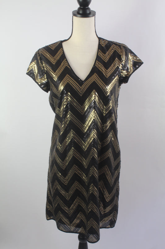 Black/Gold Women's Sequin Dress Size Small