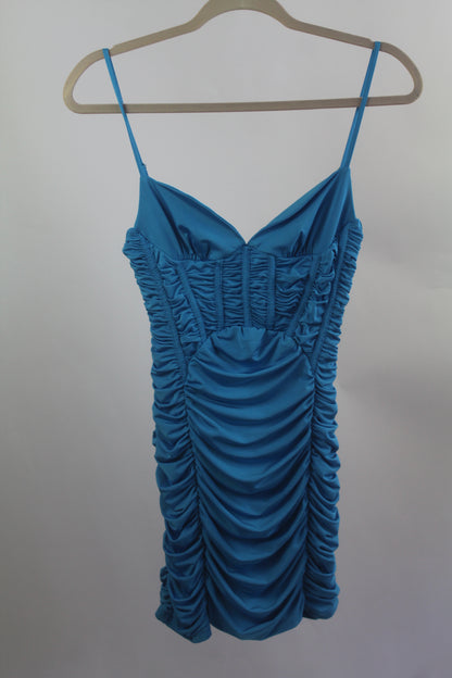Zara Silk Blue Women's Mini Dress Size Small