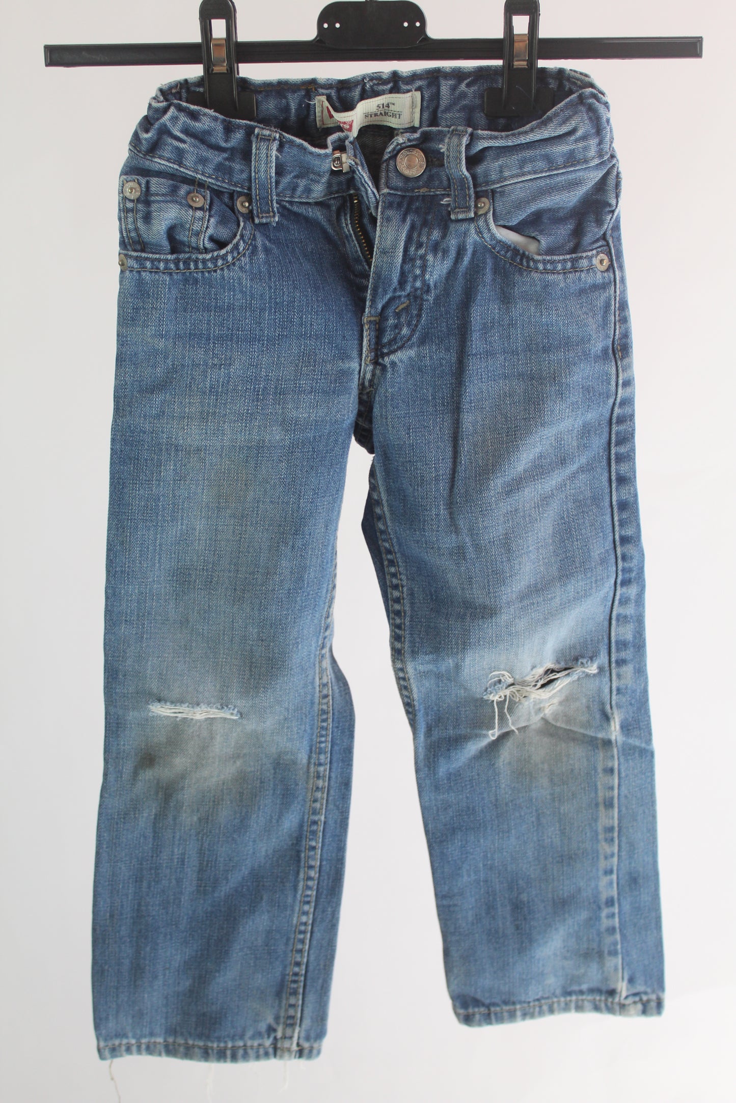 Boys Levi's Dark Wash Distress 514 Denim Jeans 5 Regular