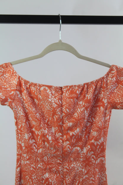 Orange Floral Missguided Women's Midi Dress Size Small