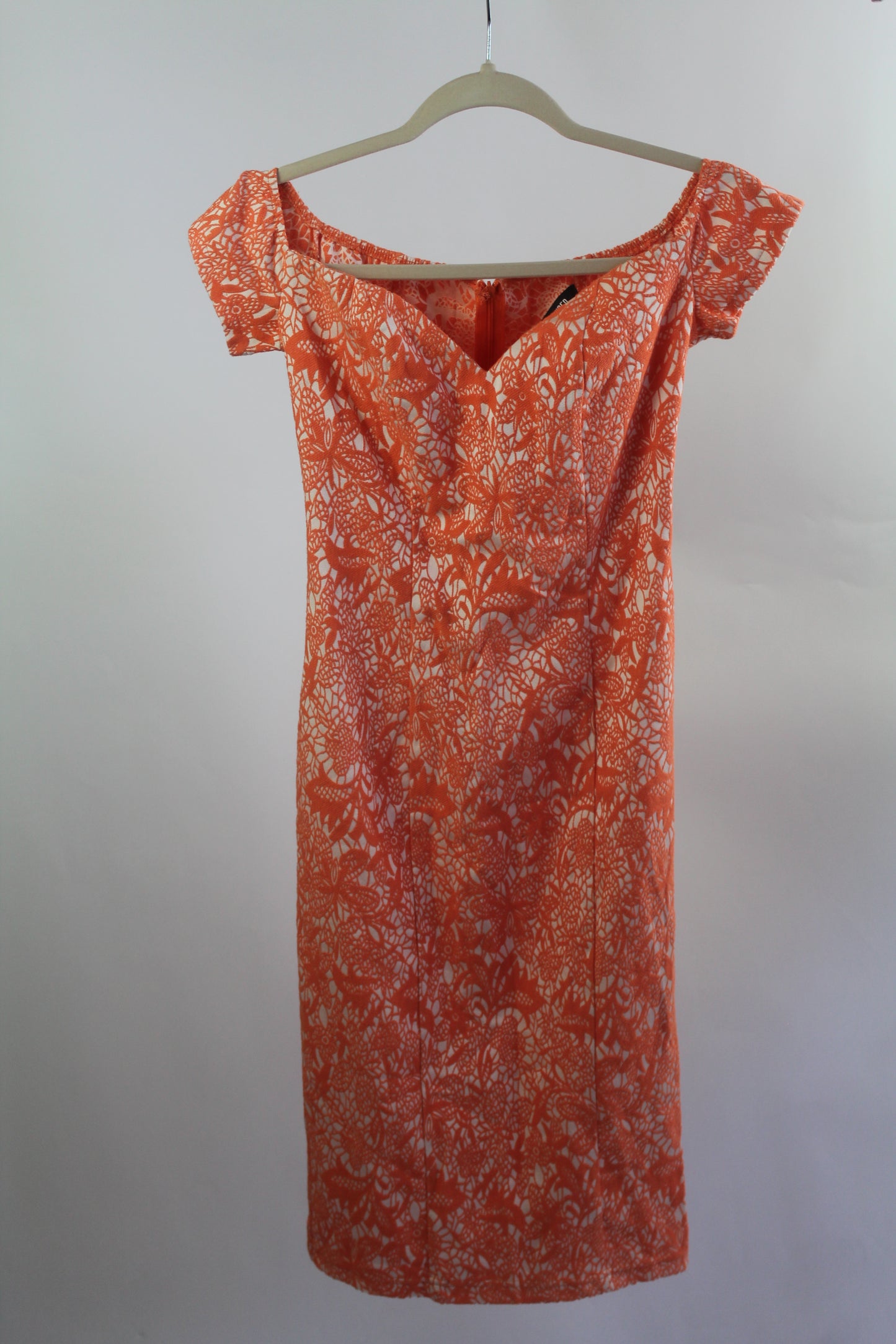 Orange Floral Missguided Women's Midi Dress Size Small