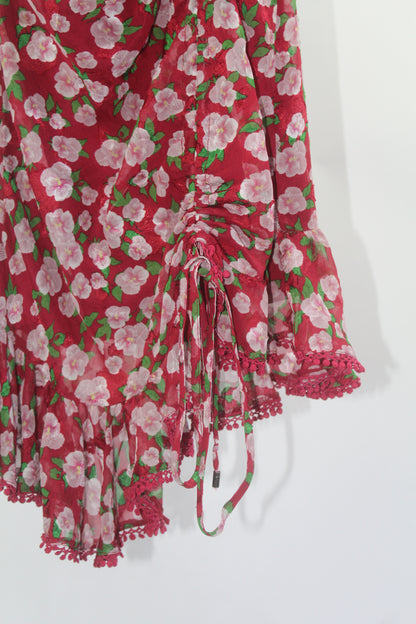 Women's Dark Pink Red/Pink Floral Dress Size 2