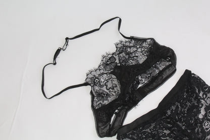 Black Lace Lingerie Block Top w/Underwear - Thrifted New in Bag - Sizes Vary