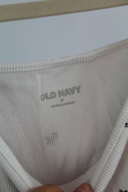 Women's Old Navy Lounge White Floral Top Size Medium
