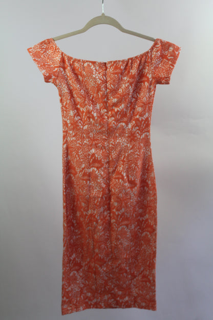 Orange Floral Missguided Women's Midi Dress Size Small
