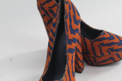 Women's Orange Zebra Block Heels Size 5.5